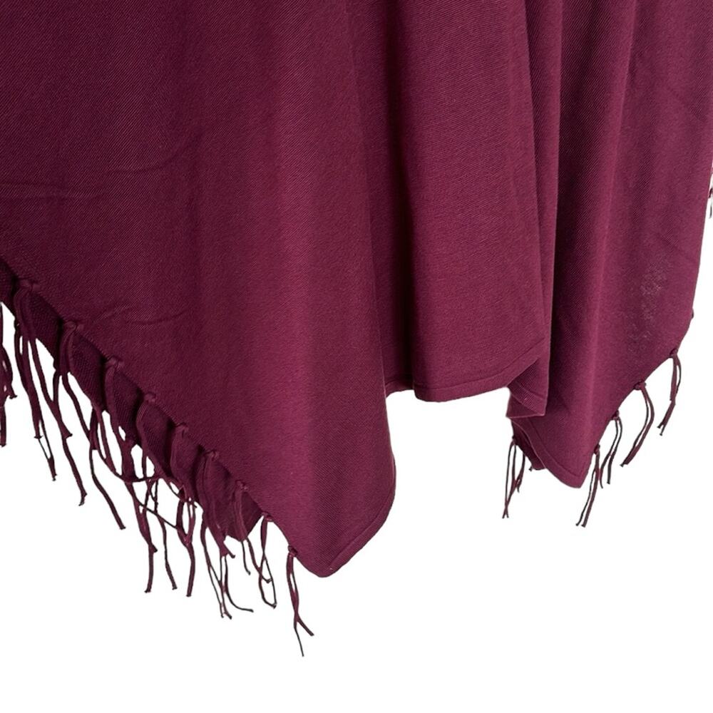 NEW Chico’s Lace Up Fringed Poncho Gold Hardware Tie Cover Up Purple One Size - Picture 3 of 9